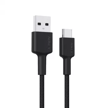 USB A į USB-C laidas AUKEY CB-CD30 0,9 m — juodas, pintas, USB PD 3.0, 0,48 Gbit/s