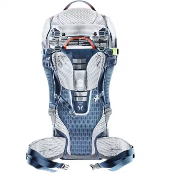 Kūdikio nešimo kuprinė DEUTER Kid Comfort Active – mėlyna, poliamidas, iki 22 kg, saulės stogelis, kojų atrama, VariQuick, Lite Air