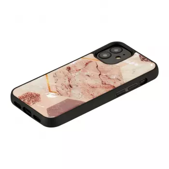 Apsauginis dėklas iKins Apple iPhone 12 mini — rožinio marmuro raštas, plonas profilis