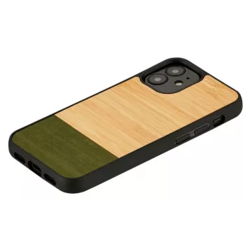 Dėklas iPhone 12 mini iš bambuko ir polikarbonato – Bamboo Forest juodas