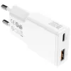 Kintamosios srovės patalpų mobiliojo įrenginio įkroviklis 4smarts 541509 — 100–240V, USB-A + USB-C, 1.5 m laidas, greitas įkrovimas, baltas
