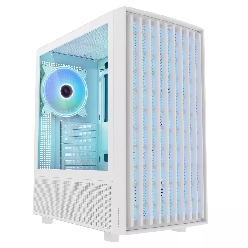 MODECOM BREEZE ARGB Flow MIDI kompiuterio korpusas, ATX, USB 3.0 ×2 + USB-C, baltos spalvos