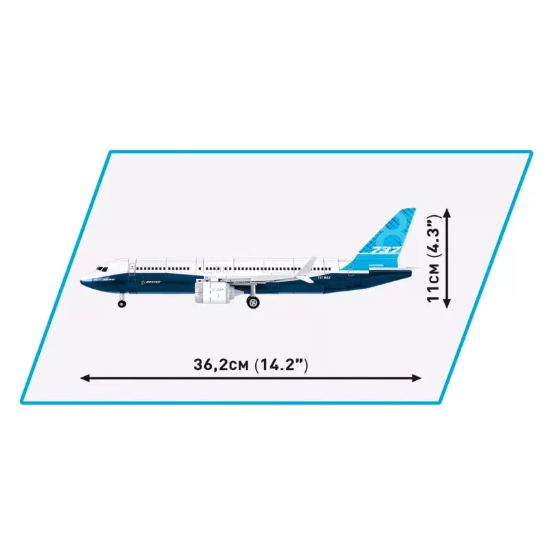 Konstruktorius Cobi Boeing 737-8 – 340 detalių, rekomenduojamas amžius 7+, mėlynos ir baltos spalvos