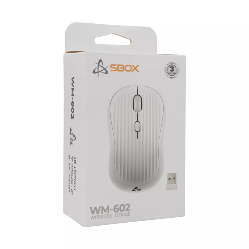 Sbox WM-602 White Wireless belaidė pelė su trackball