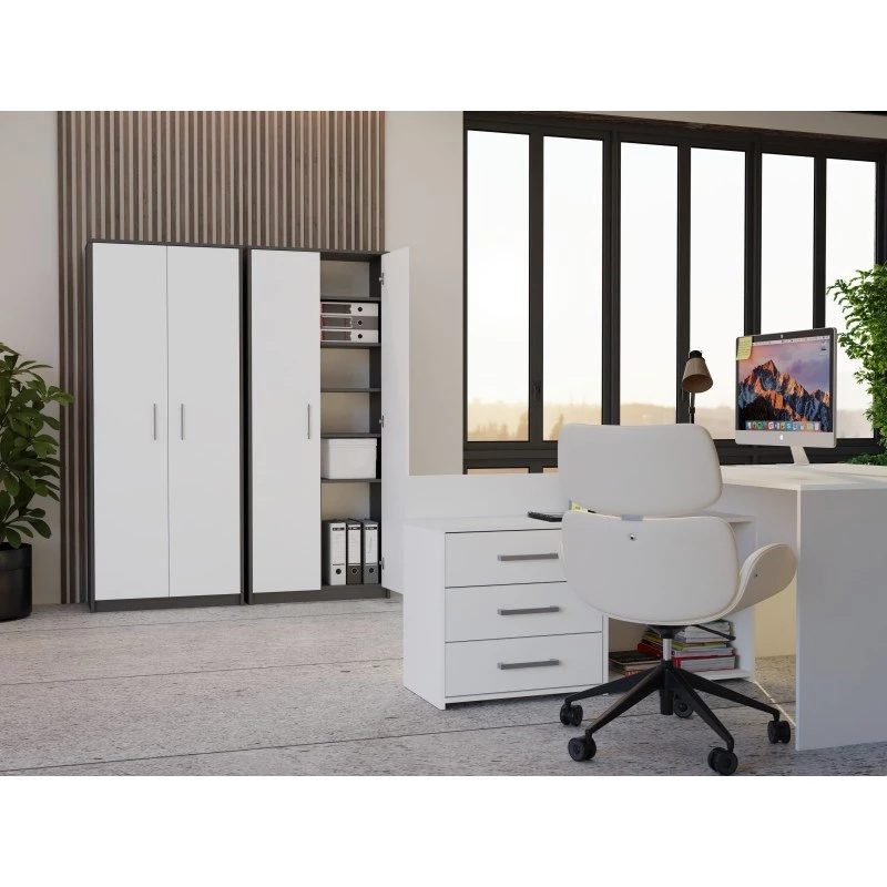 OLIV 2D CLOSED SHELVING UNIT, ANTHRACITE/Balta SET