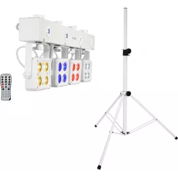 Scenos LED šviestuvų rinkinys EUROLITE KLS-180 Baltas su BS-2 garsiakalbių stovais, balta spalva