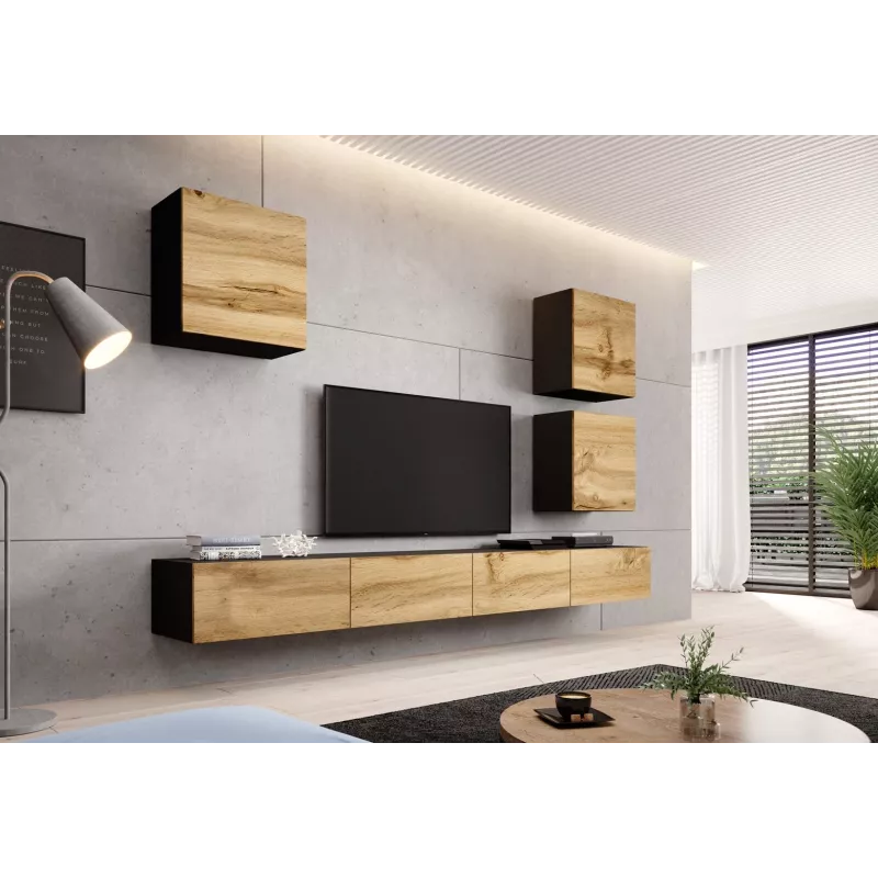 Cama TV stand VIGO 140 30/140/40 Juoda/wotan oak