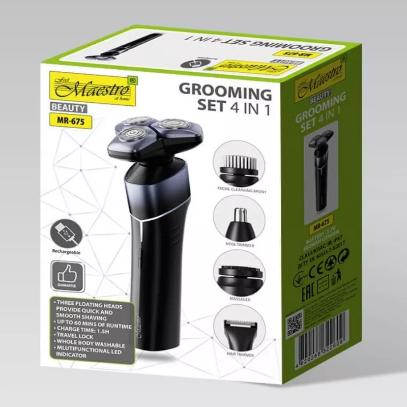 Elektrinis 5-in-1 daugiafunkcis skutimosi rinkinys Maestro MR-675 su USB įkrovimu