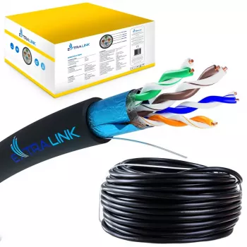Tinklo kabelis Extralink vytos poros CAT5E FTP (F/UTP) V2 lauko 305M juodas