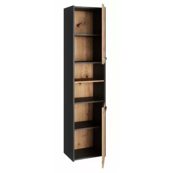 Vonios spintelė Topeshop S40 ANTRACYT/ARTISAN, laisvai pastatoma, 400×300×1700 mm, 6 lentynų, 2 durys