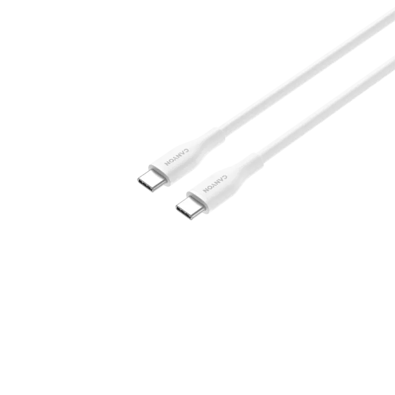 CANYON laidas CC60SC10 USB-C į USB-C 60W 1m Silikoninis Baltas