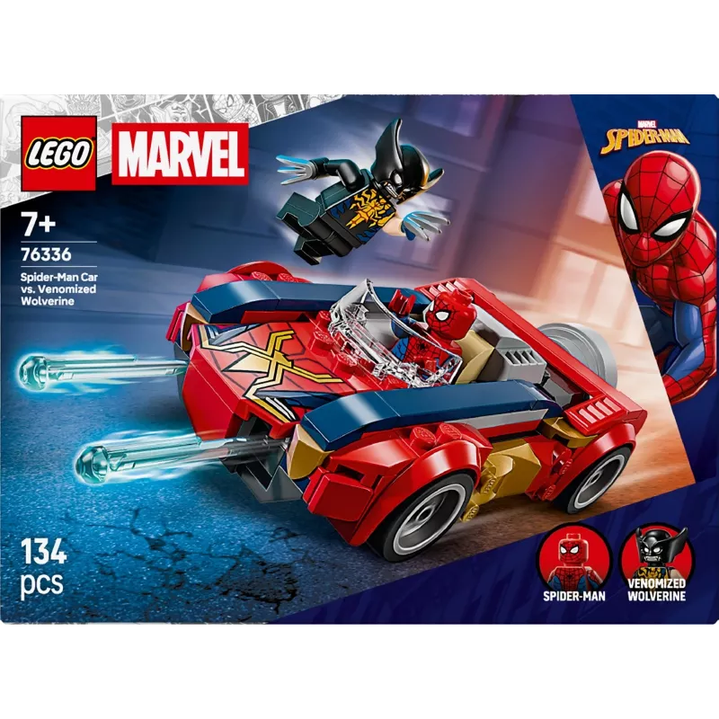 LEGO MARVEL 76336 Spider-Man automobilis prieš Venomizuotą Wolverine