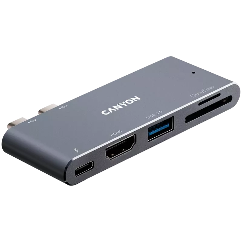 CANYON DS-5 5in1 Thunderbolt 3 4K Space Grey – daugiafunkcis USB-C stotelė