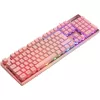 Deltaco GAM-021-RGB-P-DE – pilno dydžio (100%) USB membraninė klaviatūra, QWERTZ išdėstymas, rožinė