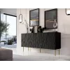 Komoda Cama Meble JUNGLE 1520×405×745 mm matinė juoda su auksinėmis kojelėmis, medžio drožlių plokštė