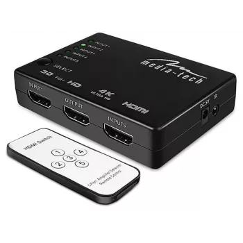 HDMI vaizdo jungiklis MEDIA-TECH MT5207, 3 HDMI įėjimai, 1 HDMI išėjimas, juodas