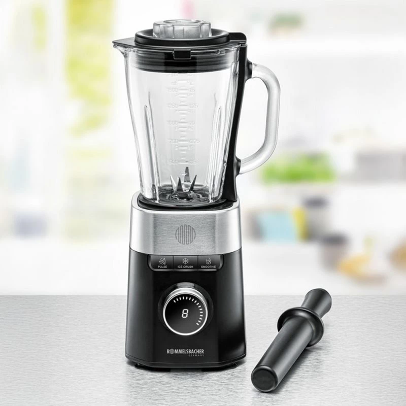Stovimas blenderis Rommelsbacher MX 1260 – 1200 W, 1,5 l, juodas/nerūdijantis plienas