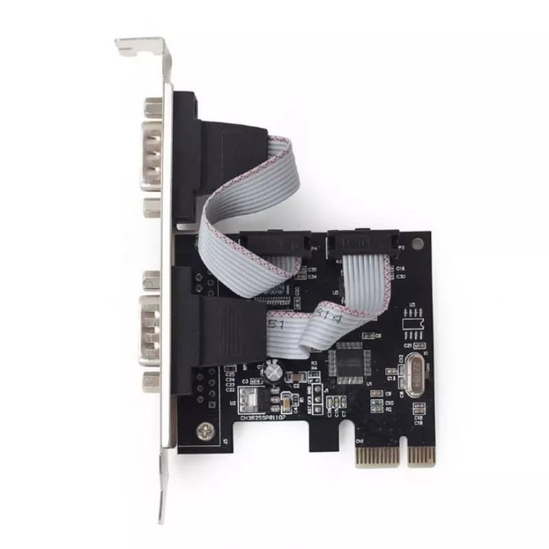Vidinė serijinė plokštė GEMBIRD SPC-22 PCIe RS-232 Low-profile, WCH382, 16000 Kbit/s, 67×120×20 mm, juoda
