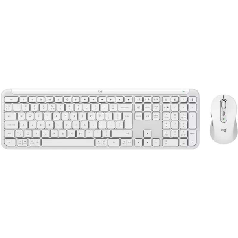 Logitech Signature Slim Combo MK950 - belaidis klaviatūros ir pelės rinkinys - 100% pilno dydžio - belaidis - Bluetooth 5.1 LE - QWERTY - US International - Off-White (920-012491)