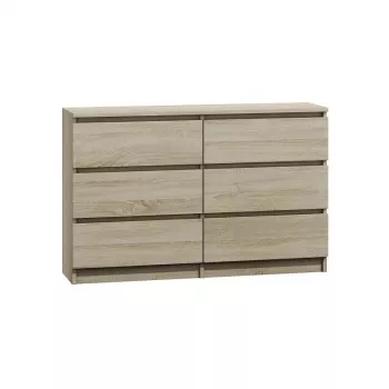 Komoda Top e Shop M6 120 SON 2x3, ąžuolas, 6 stalčių, 1200×300×770 mm