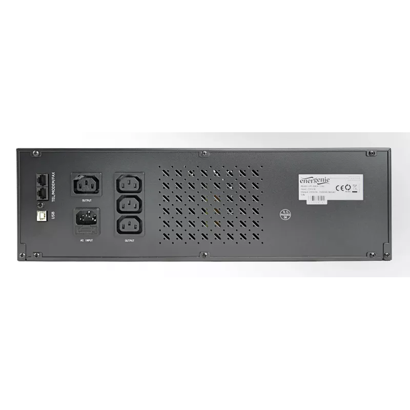 Gembird UPS stovo 19'' 3.4U 1500VA, 4x IEC 230V išėjimai, IEC14 įėjimas, RJ11, USB, LCD, Line-Interactive 1.5 kVA 900 W 4 lizdai