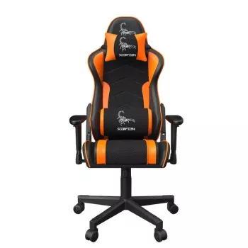 Žaidimų kėdė GEMBIRD GC-SCORPION-04X juoda-oranžinė, ergonomiškas dizainas, reguliuojamas aukštis, aukšta nugara