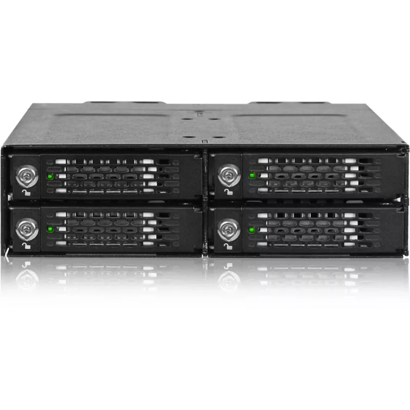 ICY DOCK ToughArmor MB720MK-B V3 – 4x M.2 NVMe PCIe 4.0 į 4x OCuLink 5.25 colio lizdo metalinis juodas krepšys su raktų užraktu (tri-mode suderinamas)