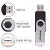 Intenso USB atmintukas Office Line, 64 GB, USB-A, 3.2 Gen 1x1, juodas-sidabrinis, su sukamu žiedu