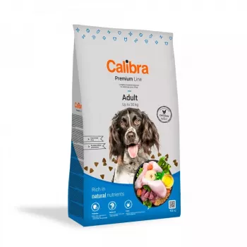 Sausas šunų ėdalas Calibra Premium Line Adult Chicken 12 kg – vištienos skonio suaugusių šunų priežiūros mišinys