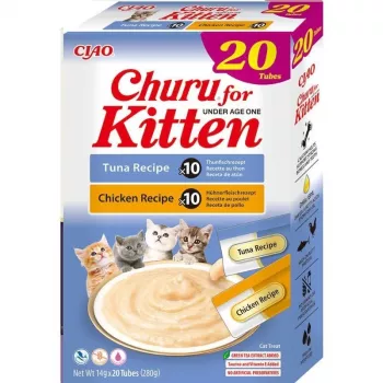 Šlapieji kačių skanėstai kačiukams INABA Kitten Chicken and Tuna 20 x 14 g