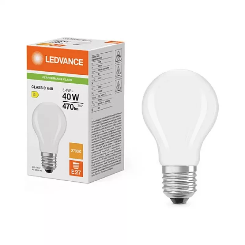Osram LED Classic A 40 Filament P 3.4W 827 Matinis E27 LED lemputė