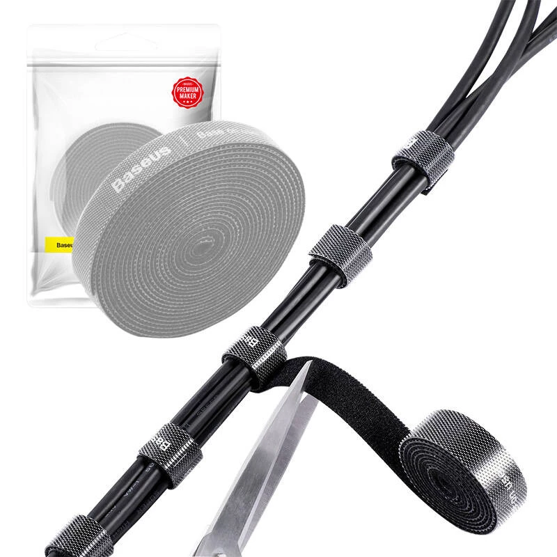 Kabelių tvirtinimo dirželis Baseus ACMGT-F0G – Velcro juosta, 3 m, pilka