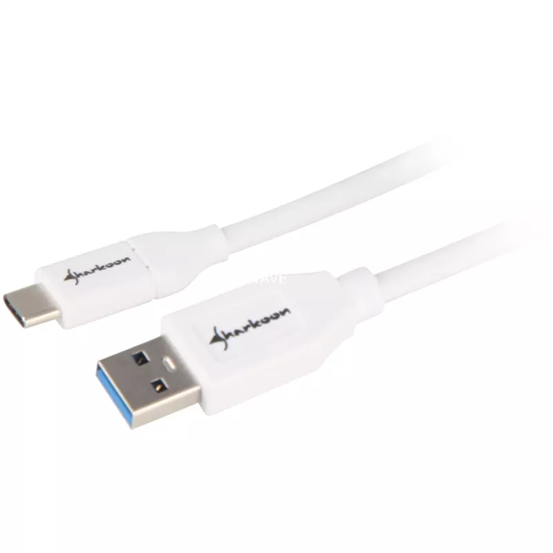 USB 3.2 Gen 2 laidas, USB-A kištukas > USB-C kištukas (baltas, 0,5 m)