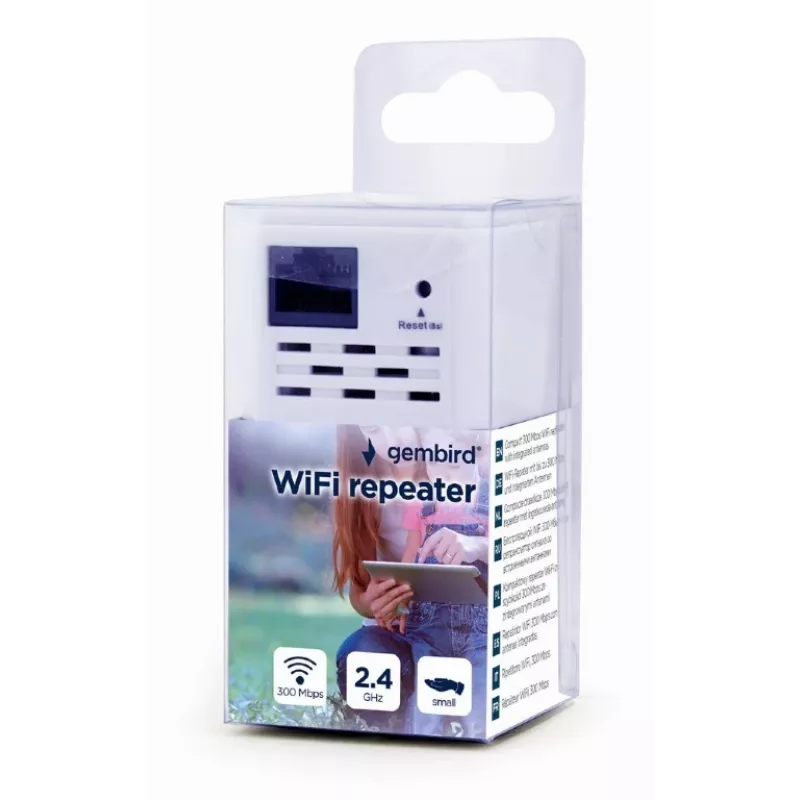Tinklo kartotuvas Gembird WNP-RP300-03, 300 Mbps, 2,4 GHz, 3 dBi vidinė antena, 1x RJ-45
