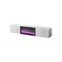 TV spintelė Cama Meble SLIDE 200K su elektriniu židiniu 200x40x37 cm blizganti balta