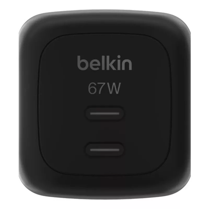 Greičiasis AC sieninis įkroviklis Belkin WCH020kqBK, 2× USB-C, universali suderinamumas, apsauga nuo perkrovų, juodas