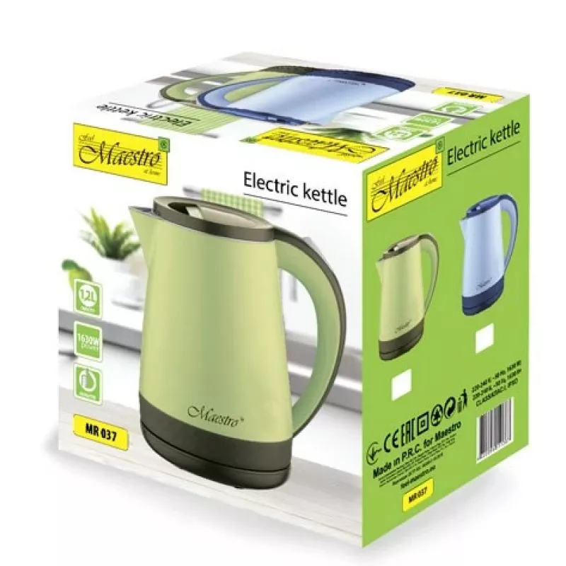 Elektrinis virdulys Maestro MR-037 1,2 L 1630 W nerūdijantis plienas, mėlynas, 360° pagrindas