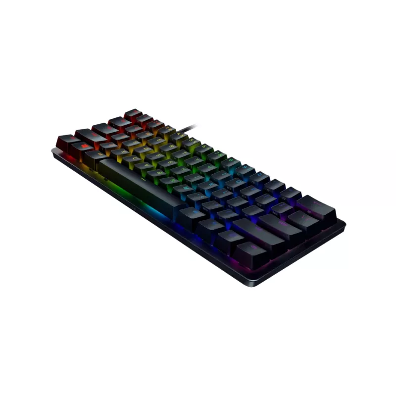 Razer Huntsman Mini 60% žaidimų klaviatūra, optomechaniniai violetiniai jungikliai, RGB LED apšvietimas, NORD išdėstymas, laidinė
