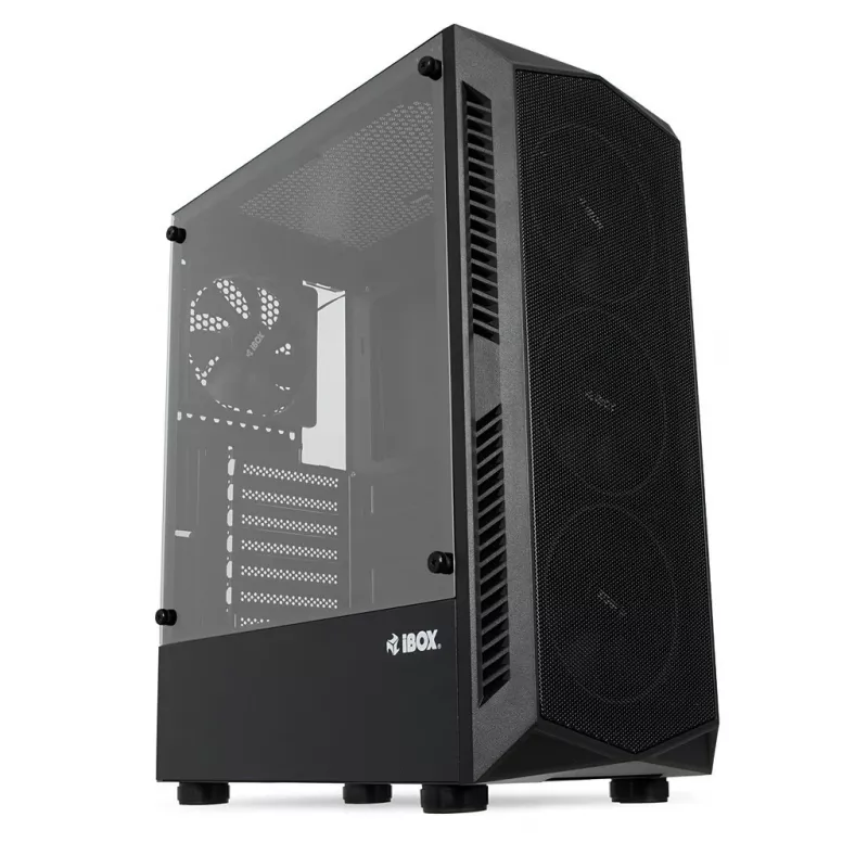 Korpusas IBOX LUPUS 27 Midi Tower ATX, grūdintas stiklas, RGB, 455×200×380 mm, palaiko ATX, GPU iki 32 cm