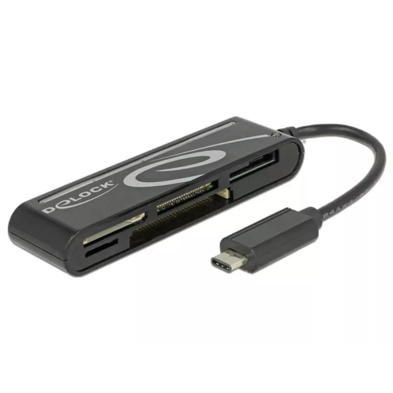 DeLOCK USB 2.0 kortelių skaitytuvas USB Type-C vyriškas 5 lizdai – Kortelių skaitytuvas – Visų formatų – USB-C (91739)