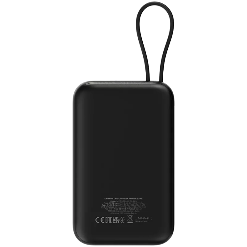 OnPower 101 įmontuotu kabeliu 10000 mAh PD22.5W juoda