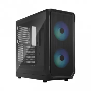 Fractal Design Focus 2 RGB Vidutinis Bokštas Kompiuterio Korpusas su Grūdintu Stiklu - Juodas