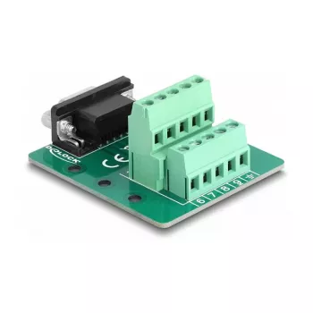 DeLOCK D-Sub 9 kontaktų moteriškas adapteris į gnybtų bloką, tvirtinimui ant DIN bėgelio, 51 mm x 58 mm x 30 mm
