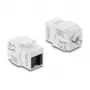 Keystone modulis DELOCK RJ45 į LSA Cat.6 UTP be įrankių su dulkių dangteliu, plokščias, 16×31,8×19,4 mm, baltas/juodas