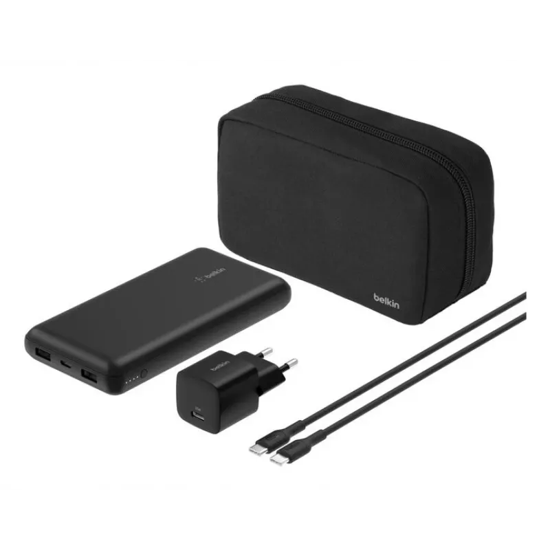 Belkin BoostCharge - Powerbank su integruotu maitinimo šaltiniu - 20000 mAh - PD - 3 išėjimo prievadai (24 pin USB-C, 2 x USB-A)