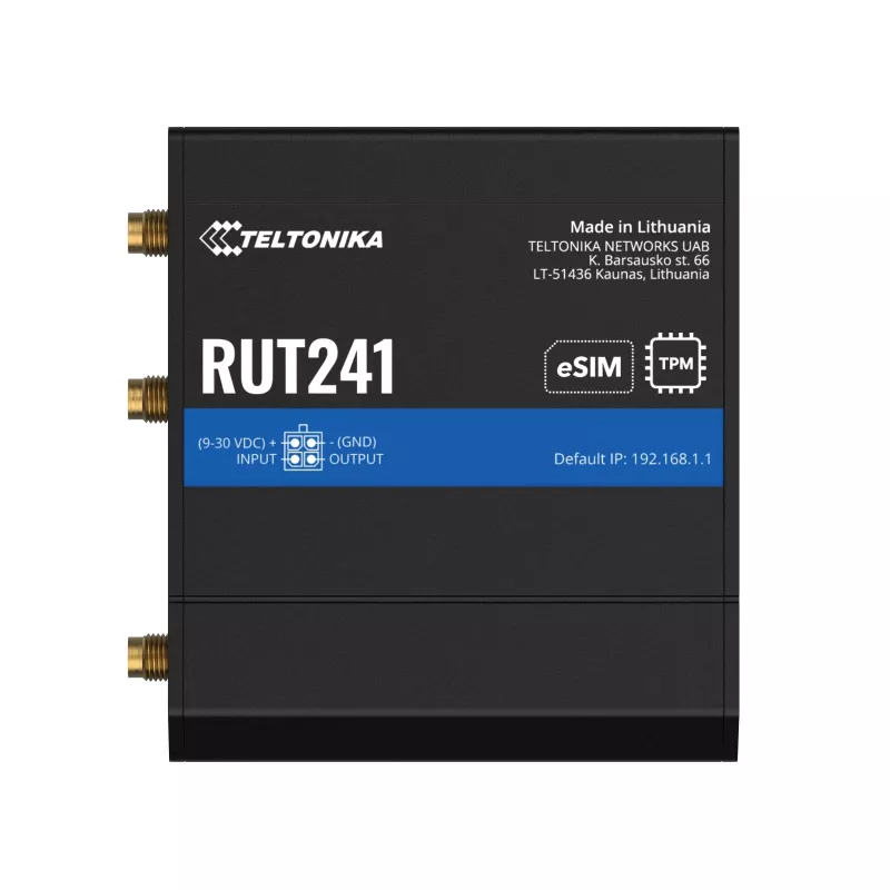 Maršrutizatorius LTE WiFi 4 Teltonika RUT241 eSIM versija Europa su EU maitinimo šaltiniu (RUT241210000)