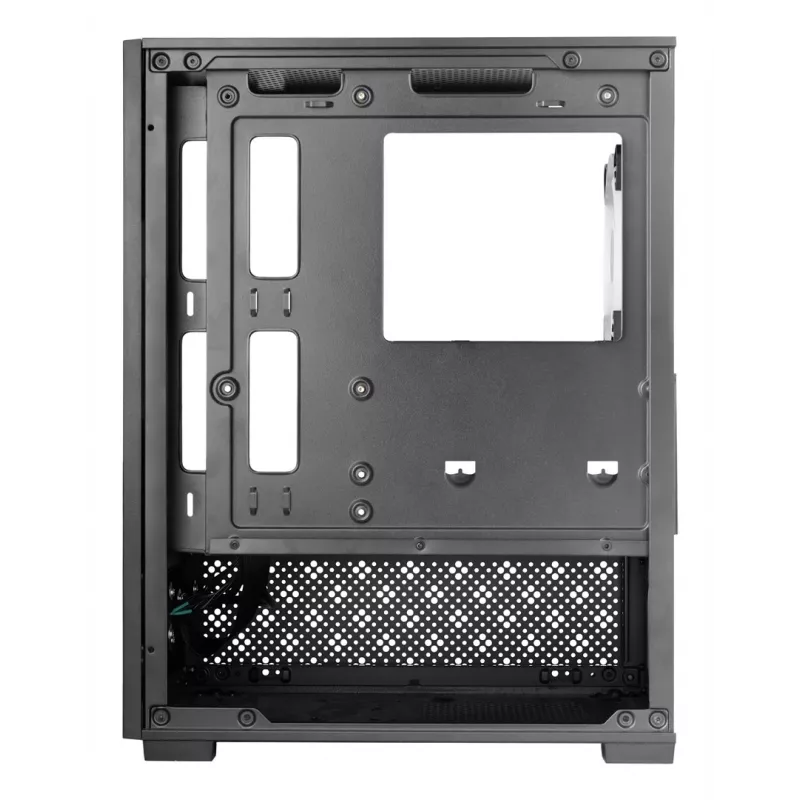 Mini Tower PC korpusas TACENS Mars Gaming MC-SE2 — Mini-ITX / Micro-ATX, juodas, šoninis langas, maitinimo blokas apačioje, palaiko 2x2,5 colio + 1x3,5 colio diskus