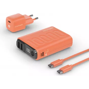 Nešiojamas Powerbank RealPower PB-10000 LiPo 10000 mAh Oranžinė (390660)