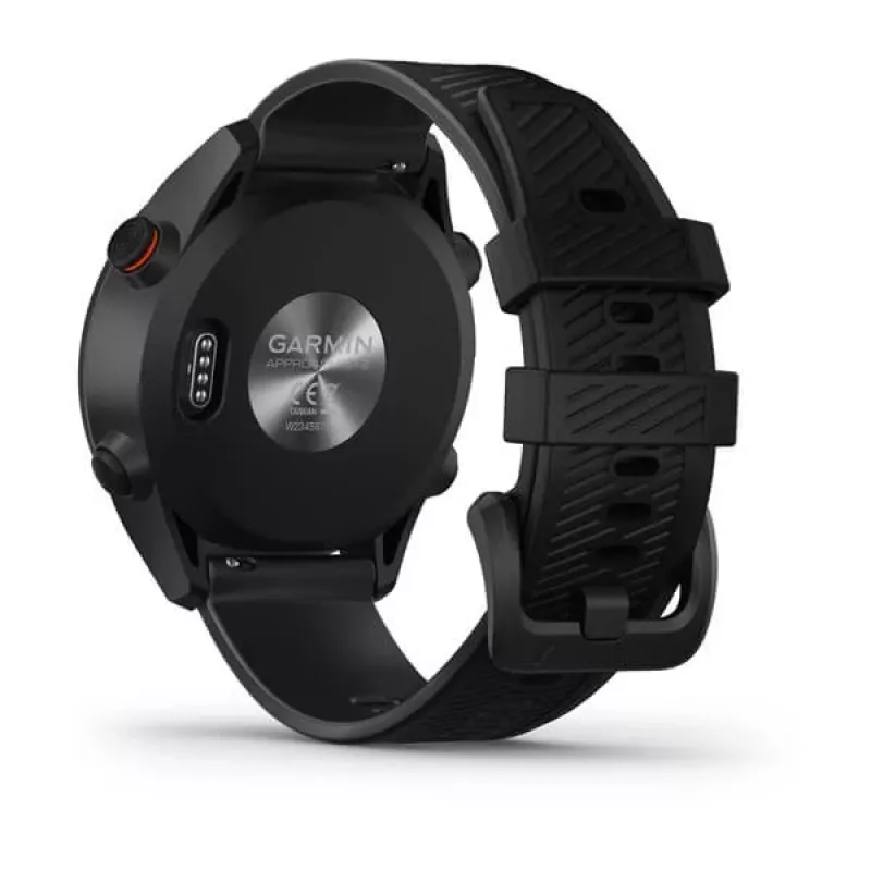 GPS golfo laikrodis Garmin Approach S12 juodas, 43 mm korpusas, silikoninis dirželis, 30 h GPS baterija