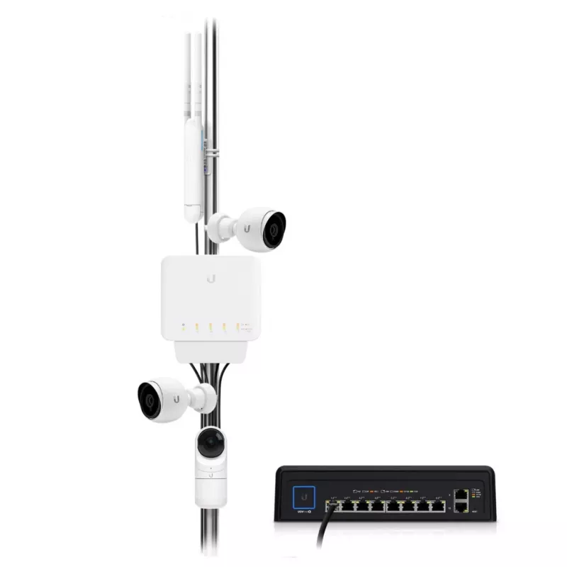 Ubiquiti UniFi Switch Flex (3 vienetų pakuotė) Valdomas L2 Gigabit Ethernet jungiklis su PoE, baltas